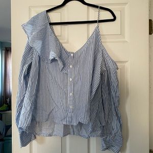 White and blue striped blouse